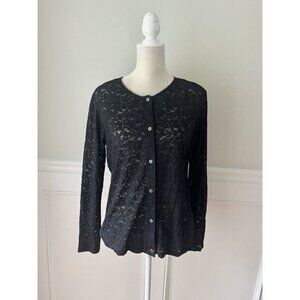 Van Tisse Vintage Black Lace Cardigan Size M